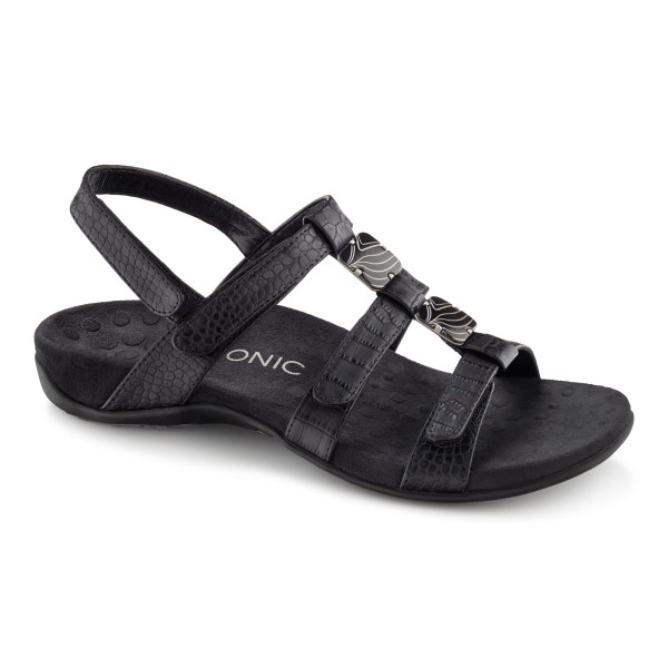Vionic Sandals Ireland - Amber Adjustable Sandal Black - Womens Shoes For Sale | LJAYX-4385